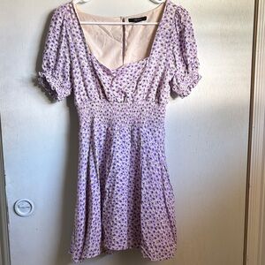 Forever 21 Lilac Floral Smocked Mini Dress